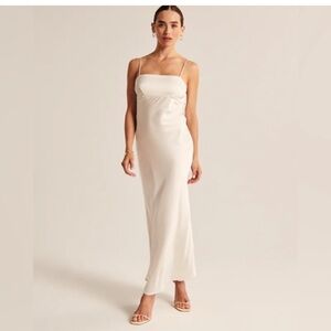 White / Cream White Silk Dress Gown